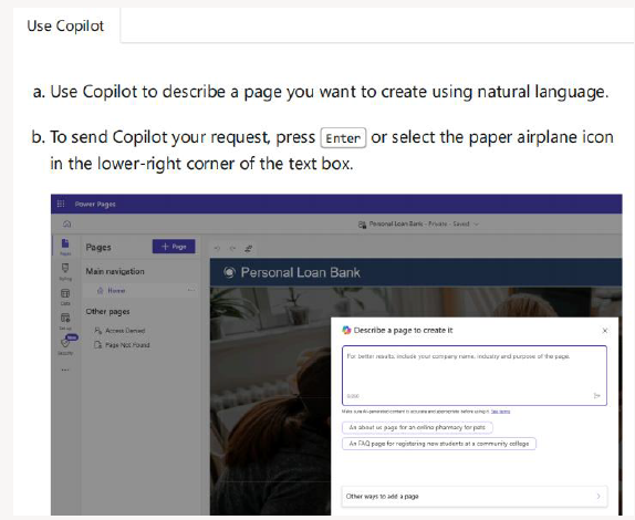 Choose page layout or Copilot